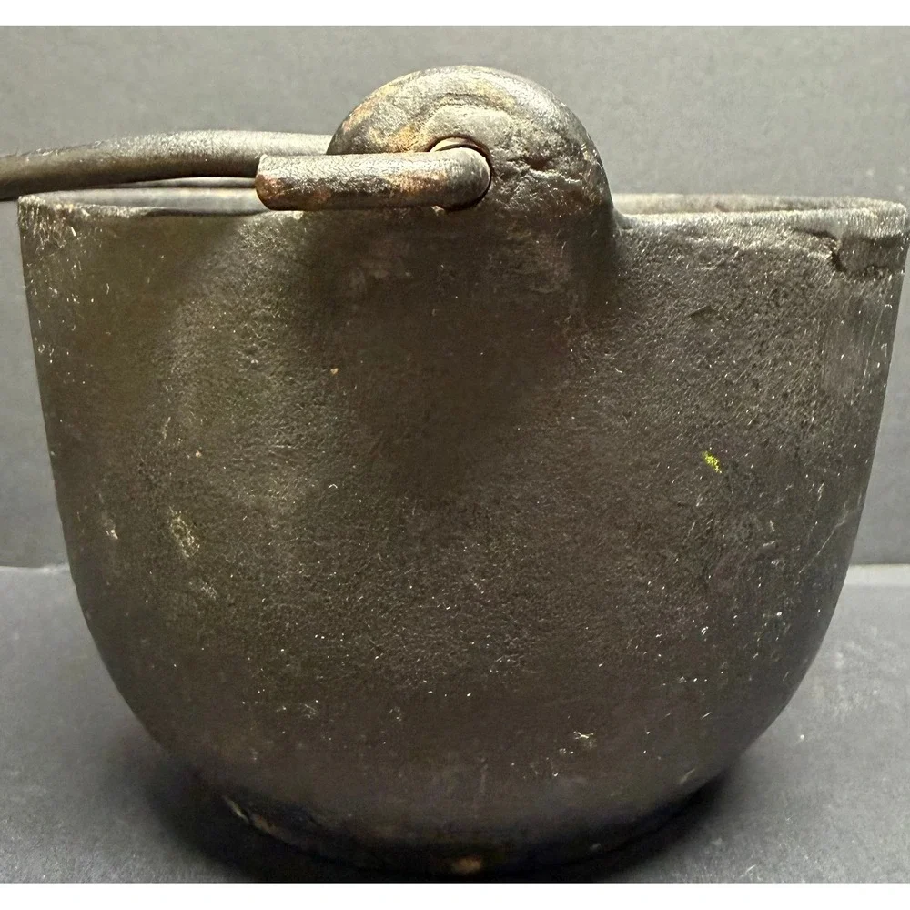 Antique Cast Iron Cauldron Pot with Handle Gate Marked Primitive Hearth Kettle